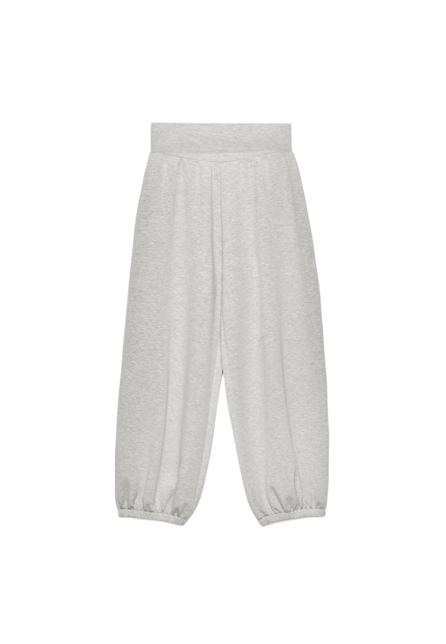 Soft-touch balloon jogger trousers with turn-up waist — Grey melange