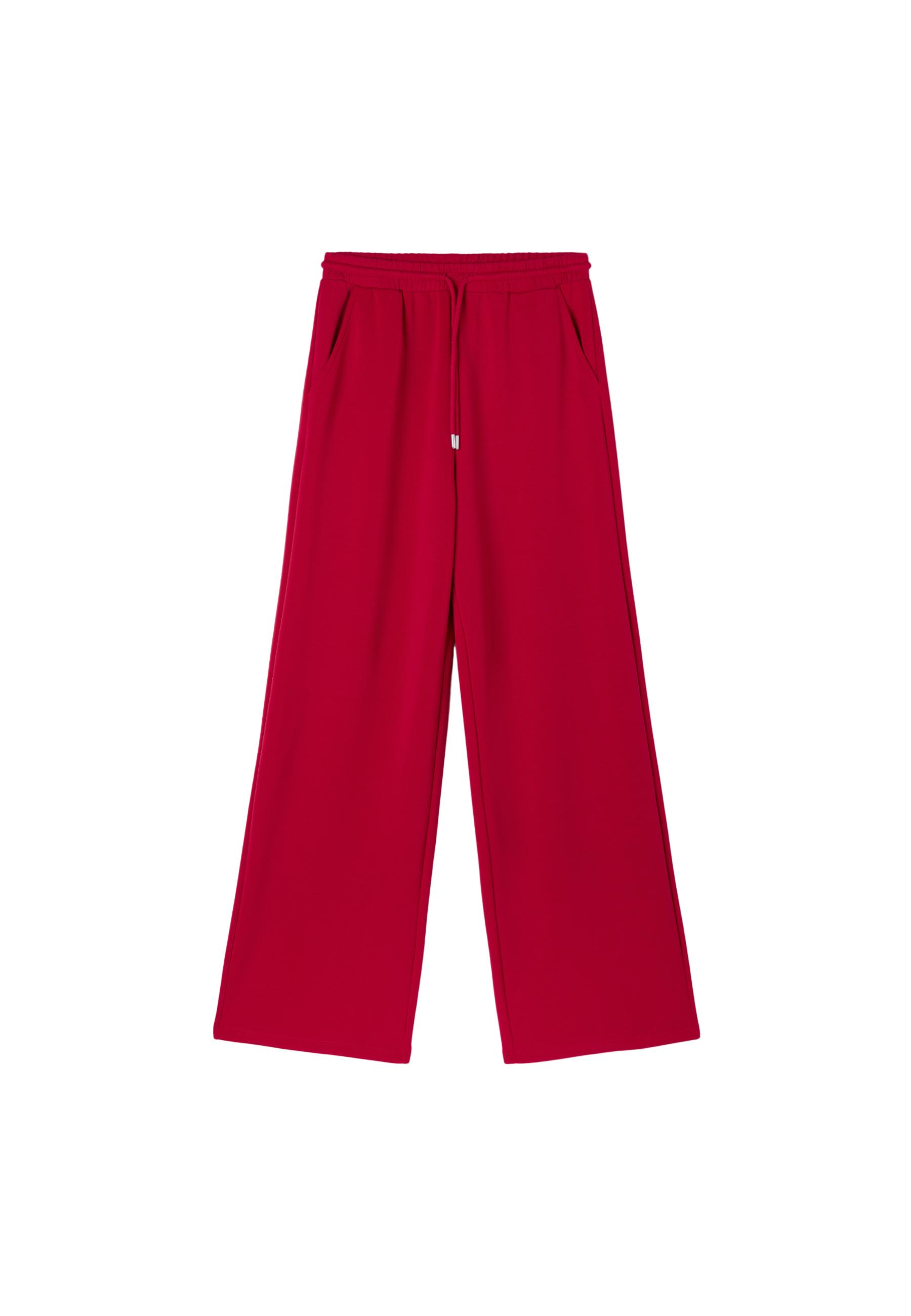 Soft-touch palazzo joggers — Red