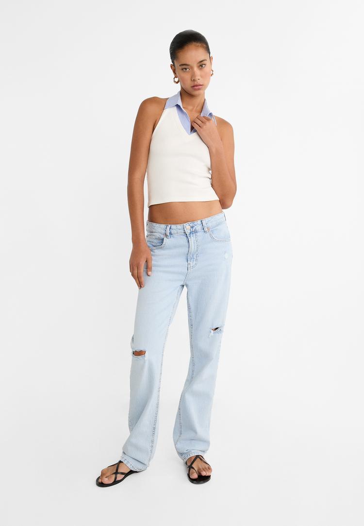 camiseta combinada cuello halter