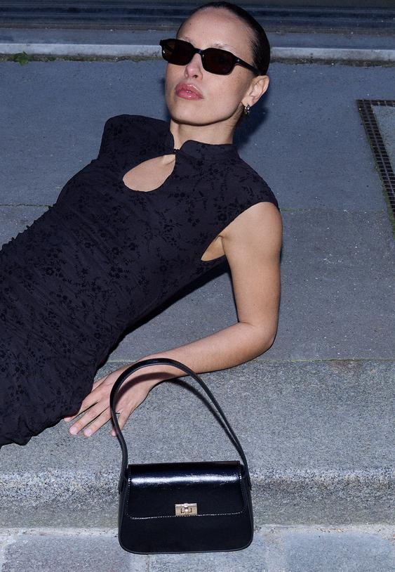 Stradivarius Short Qipao Style Dress Black M