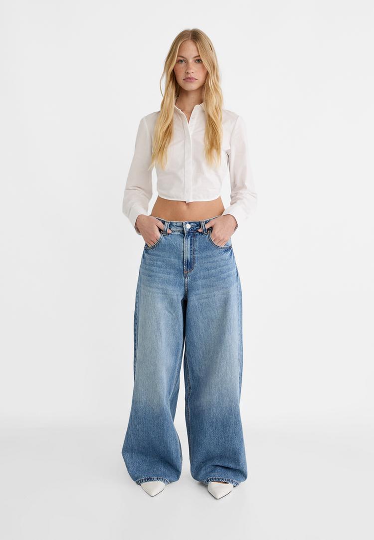 chemise courte dos nu en popeline