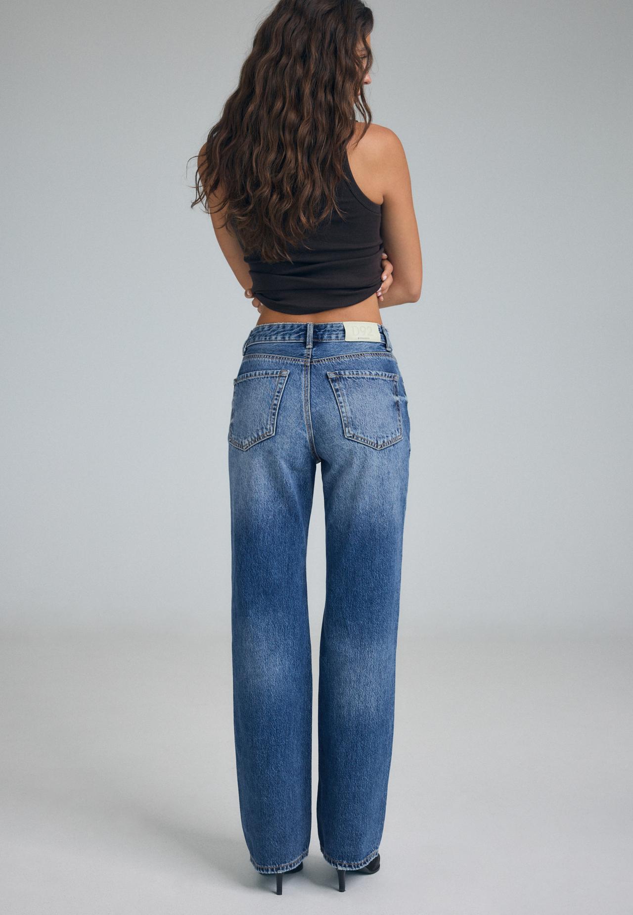 D92 Ripped straight wide-leg jeans — RINSE BLUE DENIM