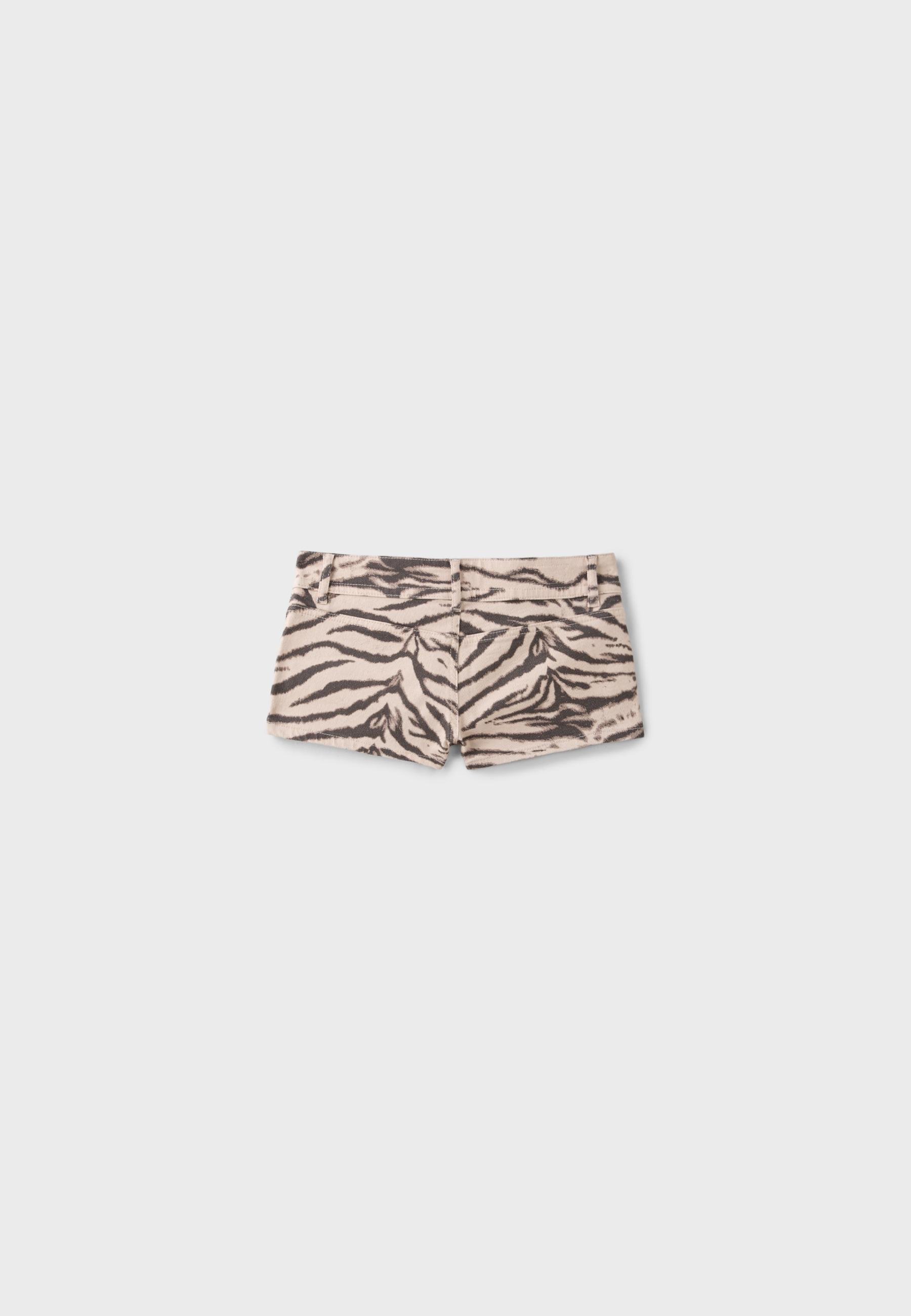 Zebra print mini shorts — Stone