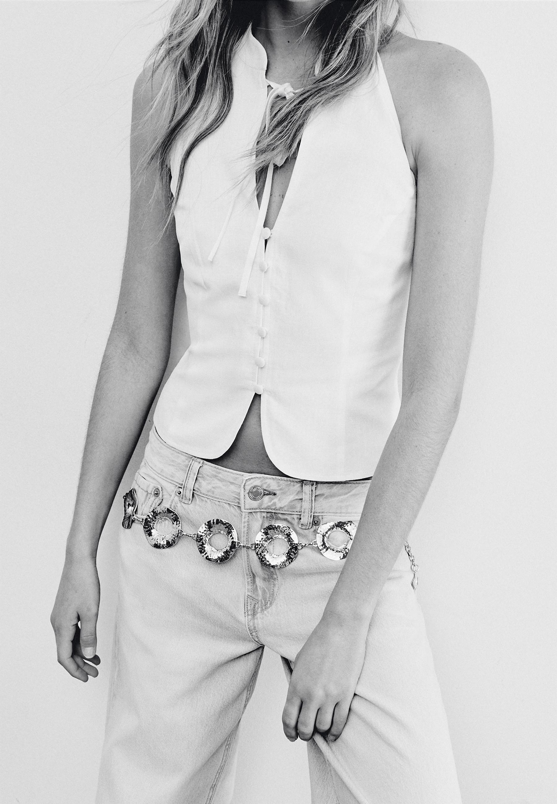 Qipao halter yaka düğmeli üst - Görsel 3