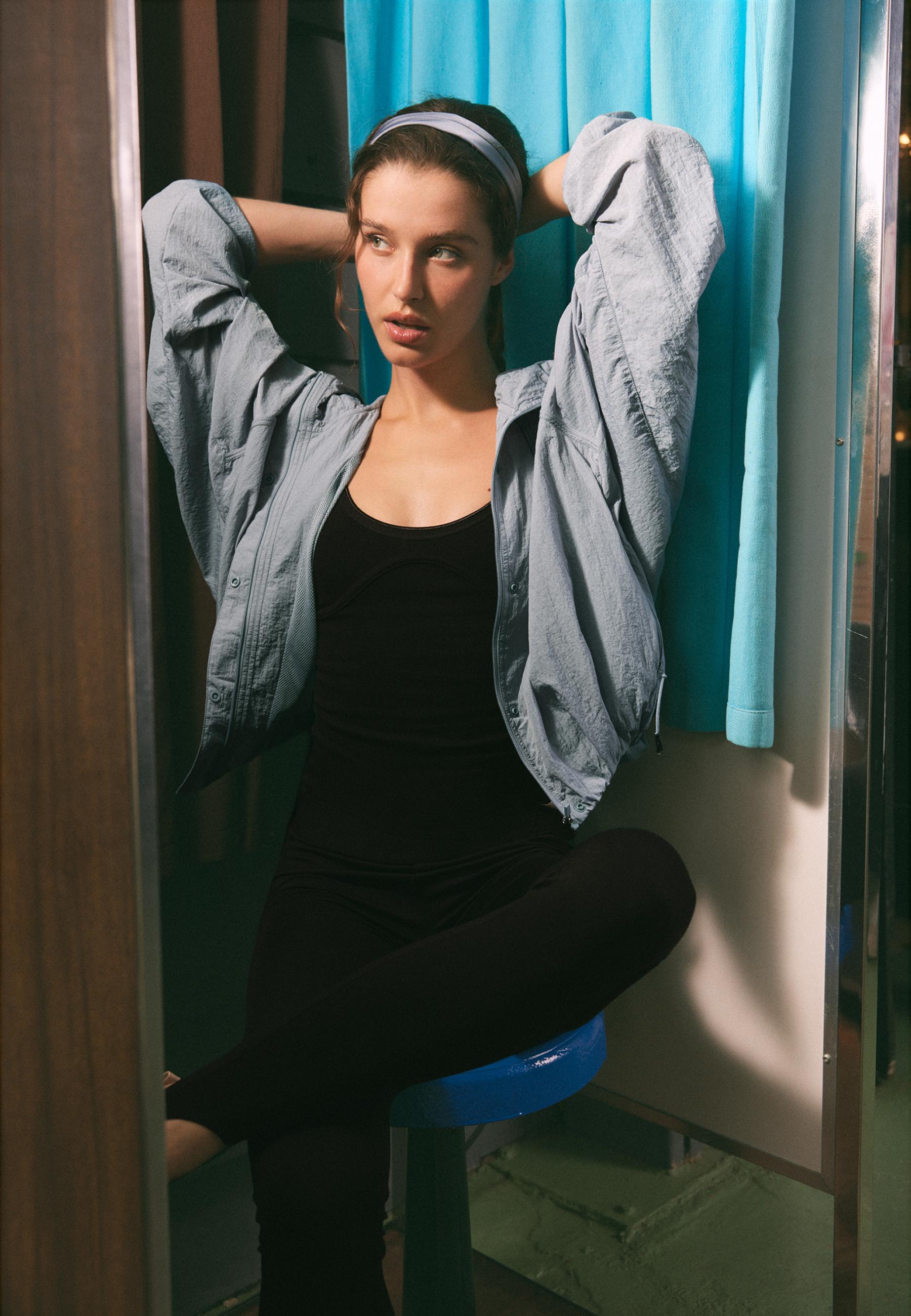 Gathered cropped jacket — Sky blue