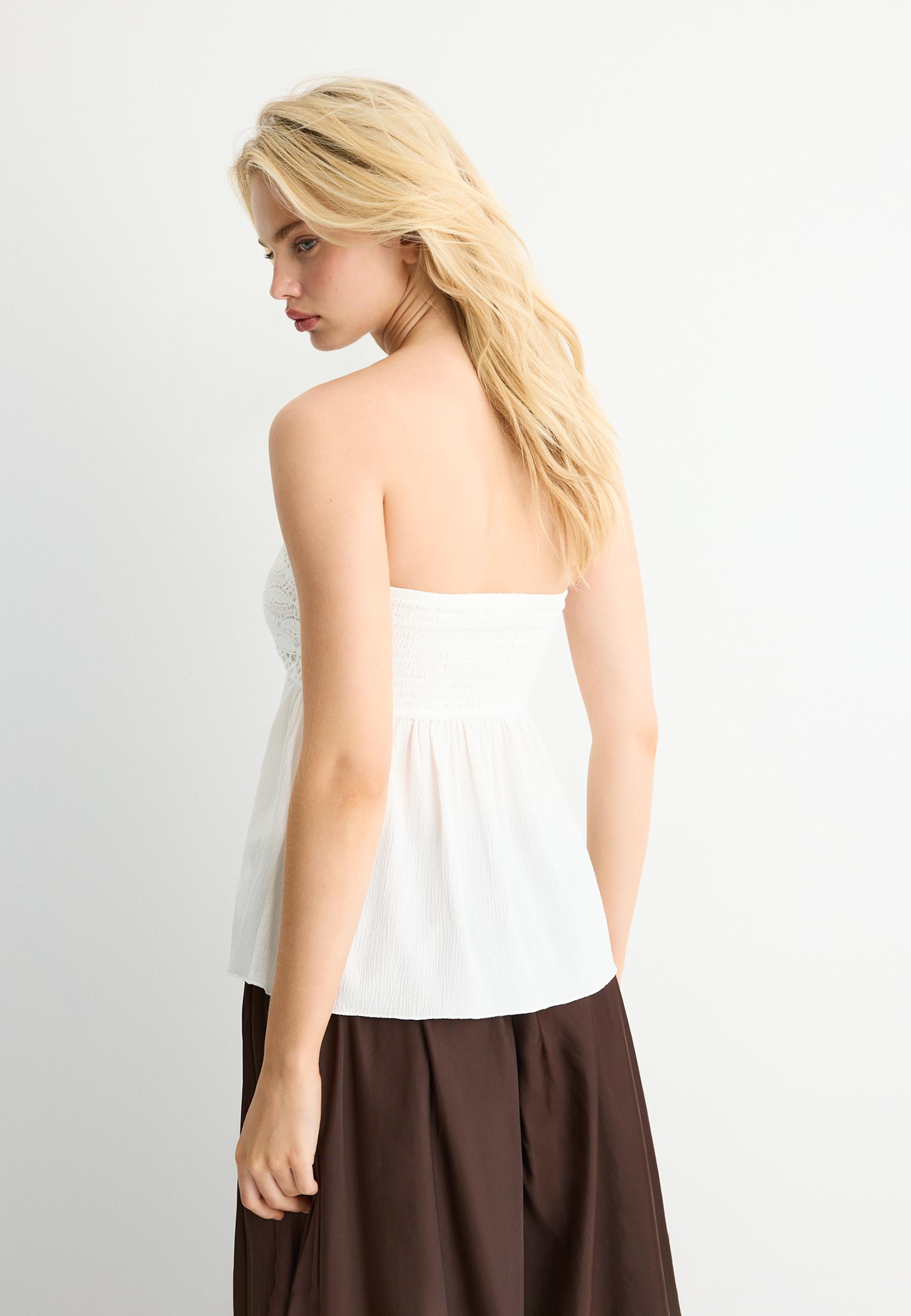 Crochet bandeau top — White