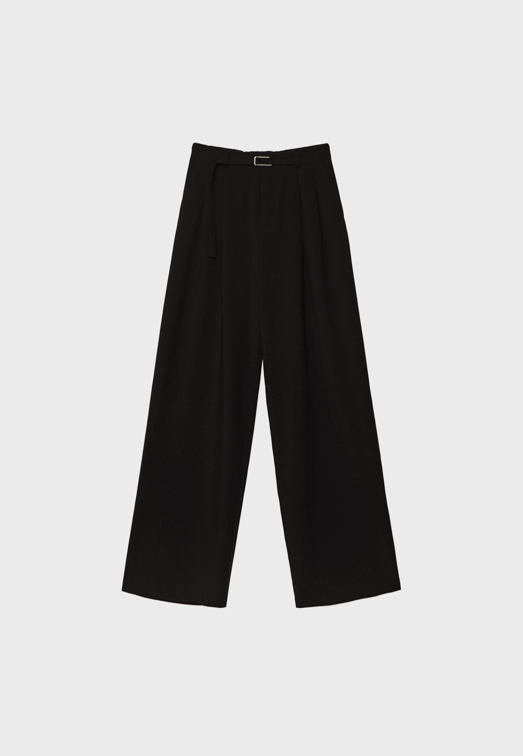 Wide-leg trousers with buckle detail — Black