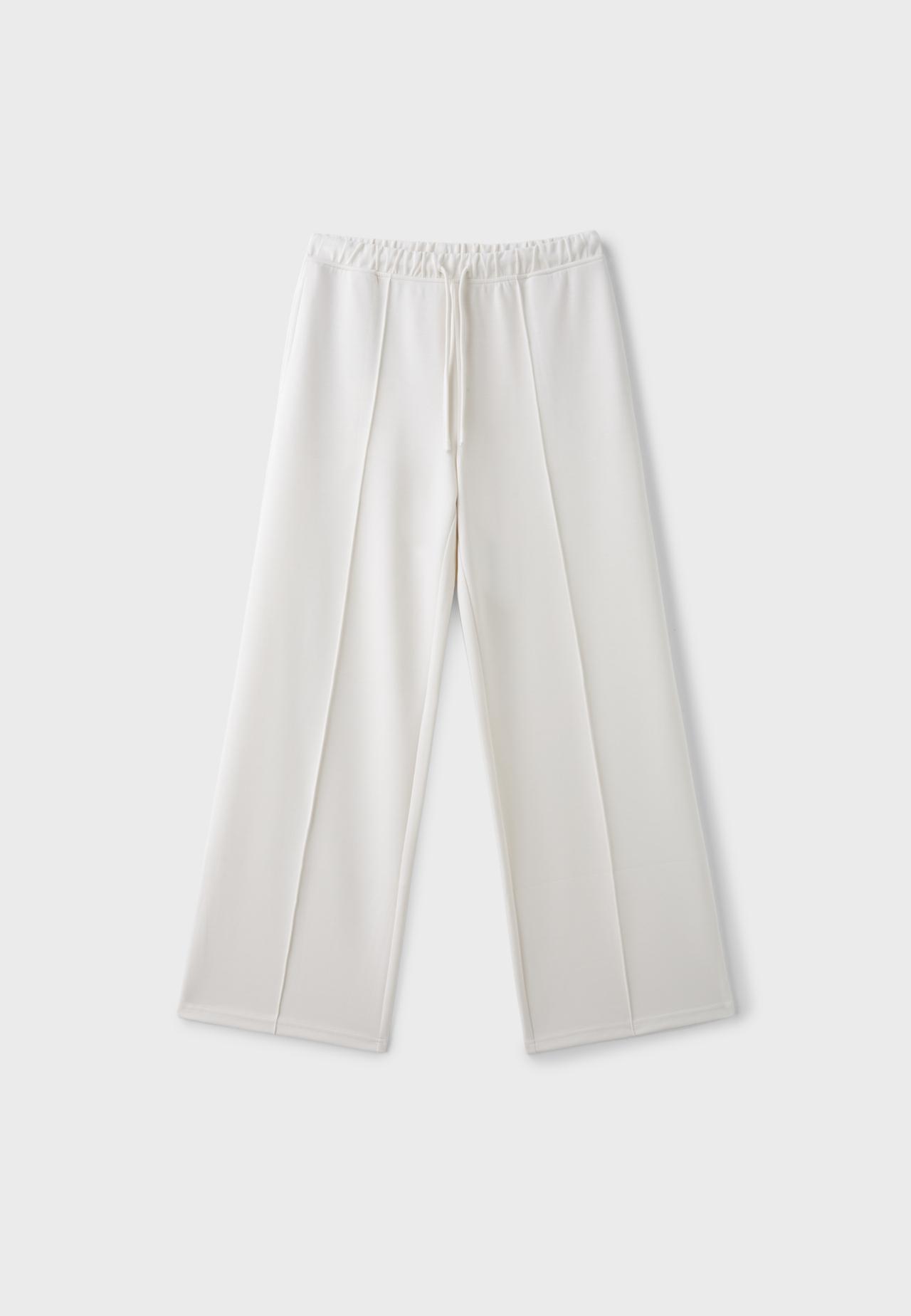 Soft-touch wide-leg jogger trousers with pin tuck — Vanilla