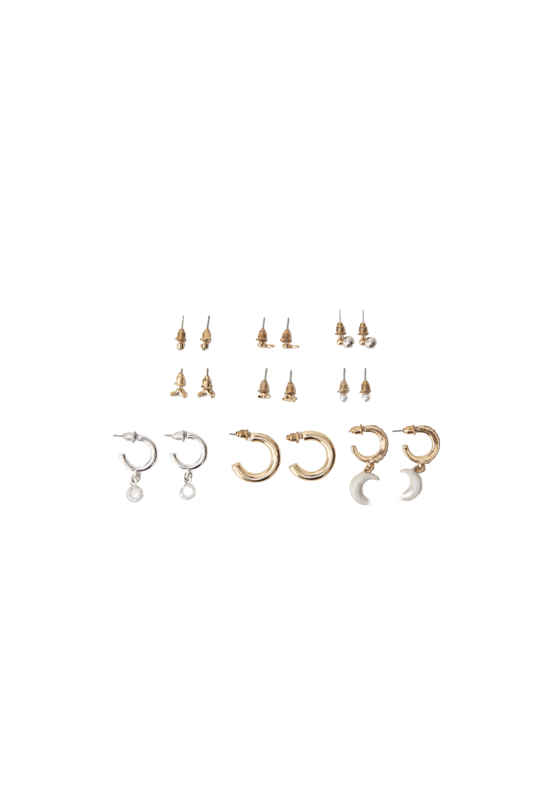 Set of 9 moon earrings — Gold