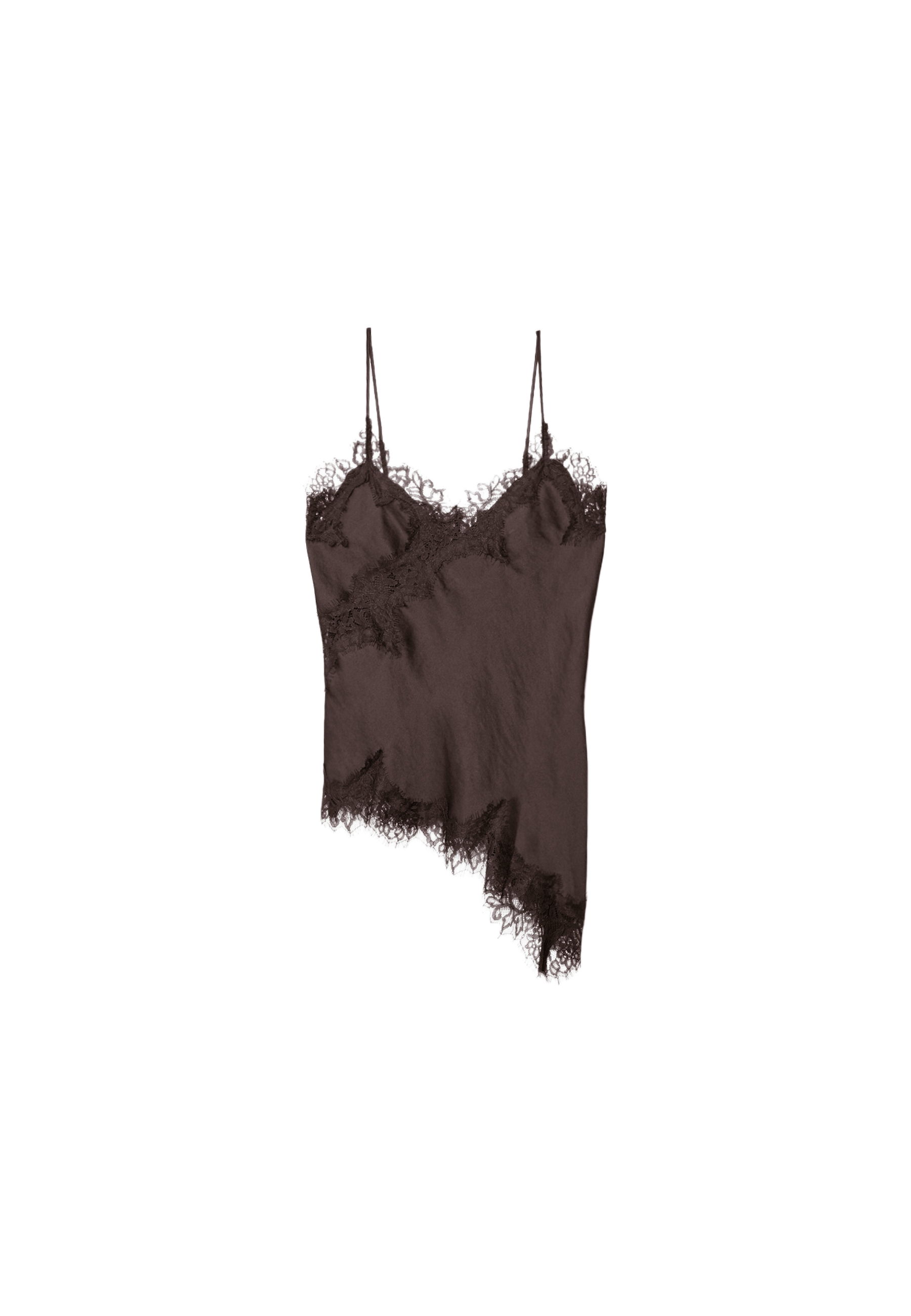 Asymmetric lace camisole top — Brown