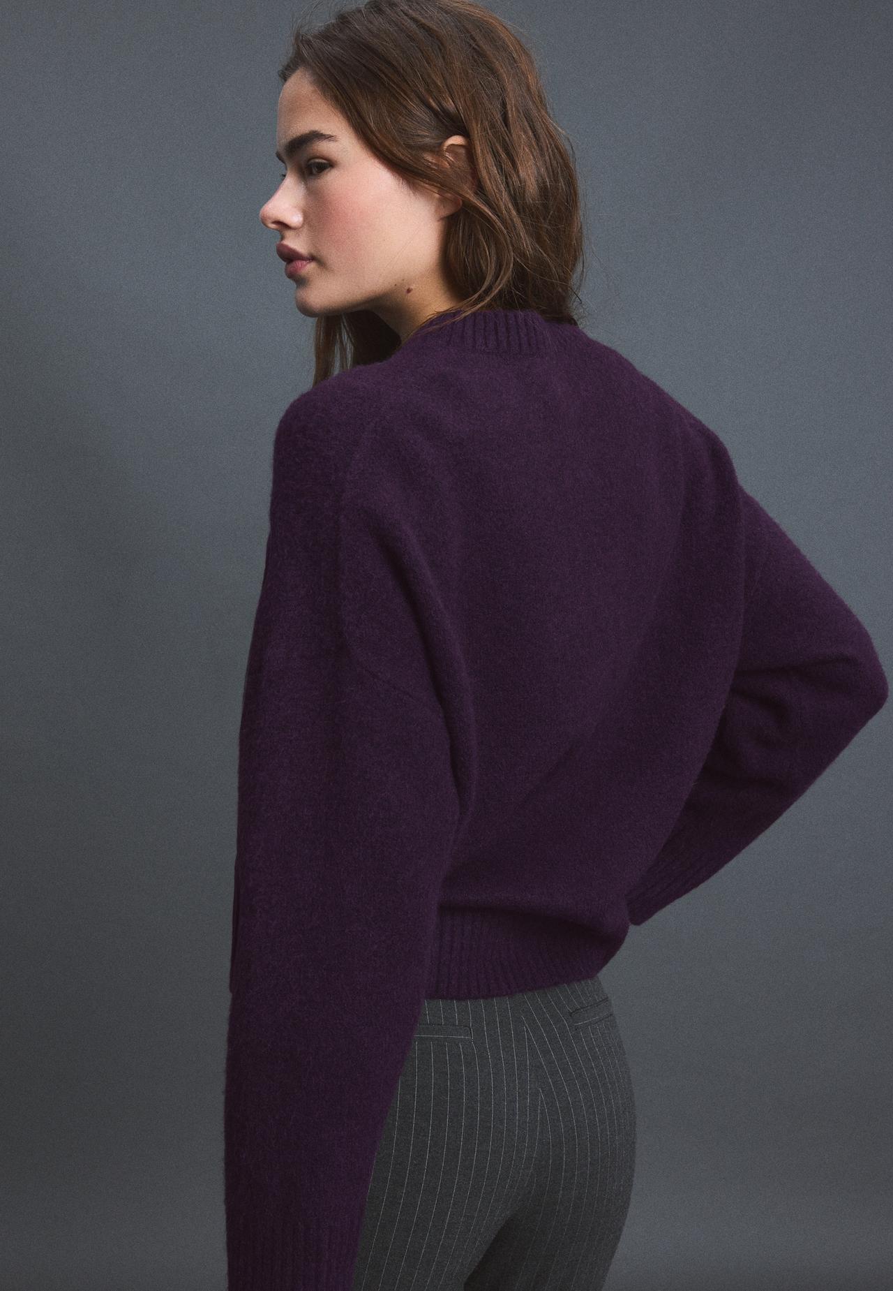 Soft-touch basic knit jumper — AUBERGINE