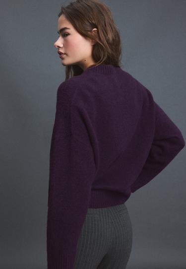 Soft-touch basic knit jumper — AUBERGINE 5