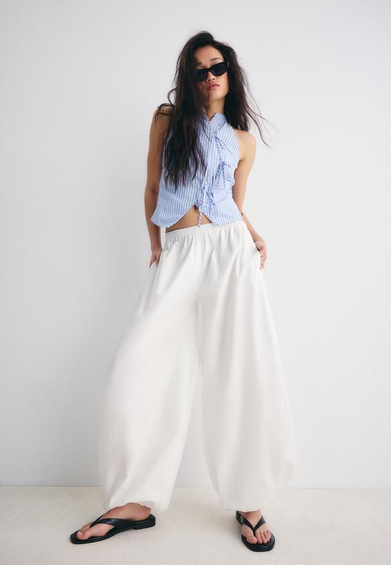 calcas amplas de popelina