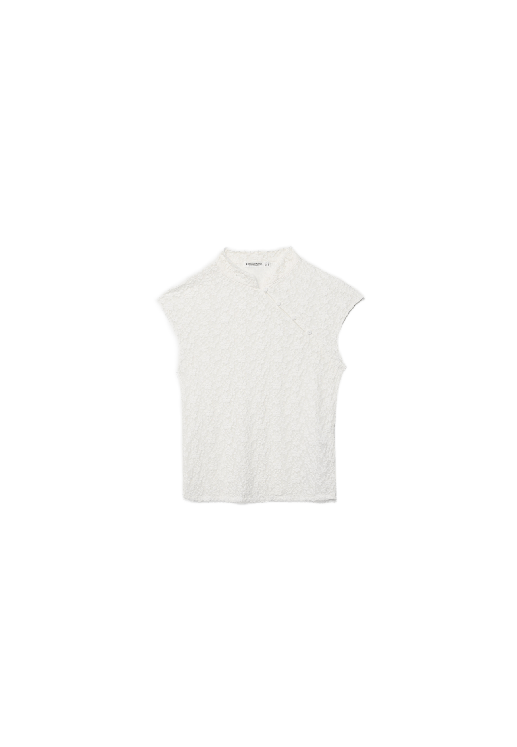 Lace stand collar top — Ecru