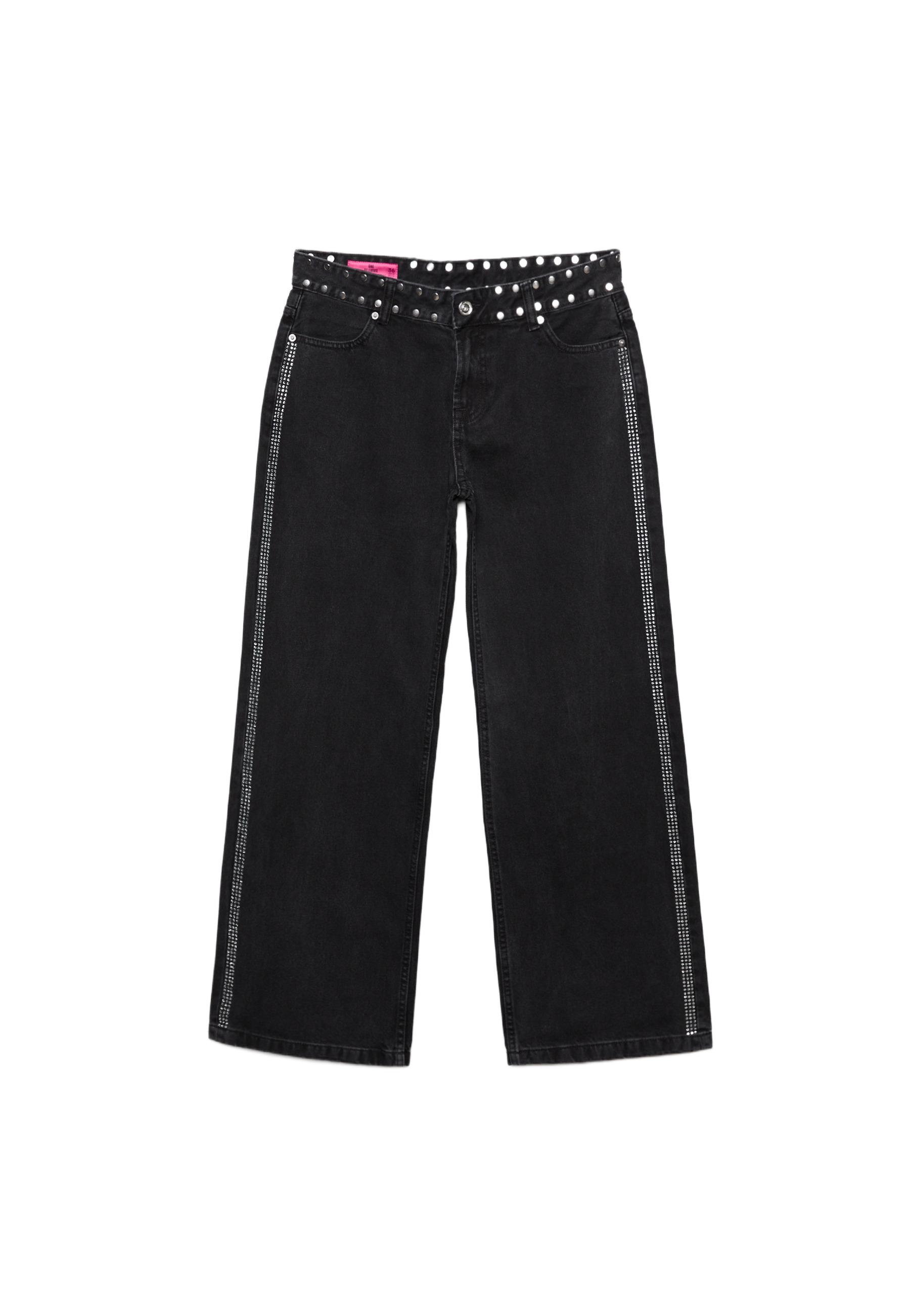 Jeans low waist straight studs One Dilemma — BLACK DENIM WASH