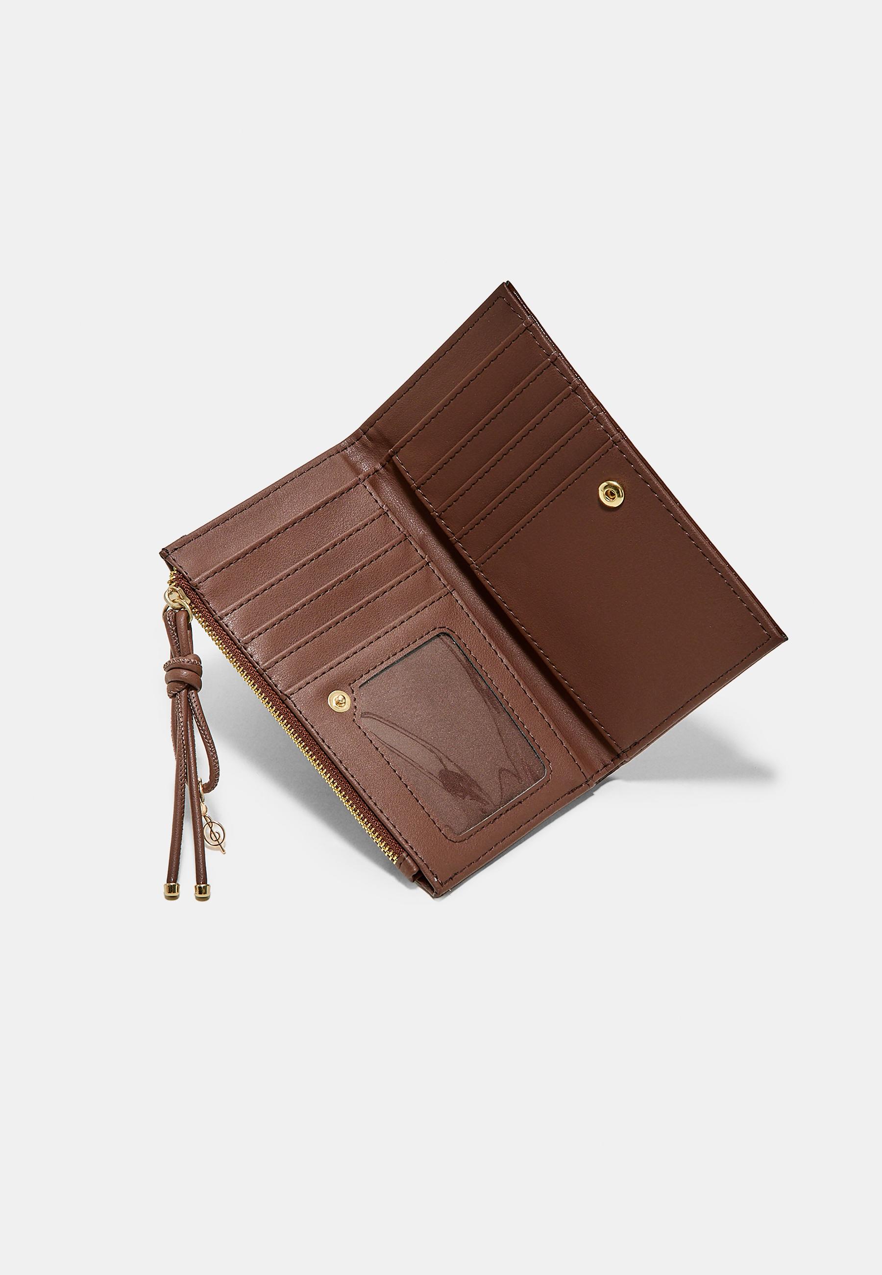Long wallet with pull detail — Brown