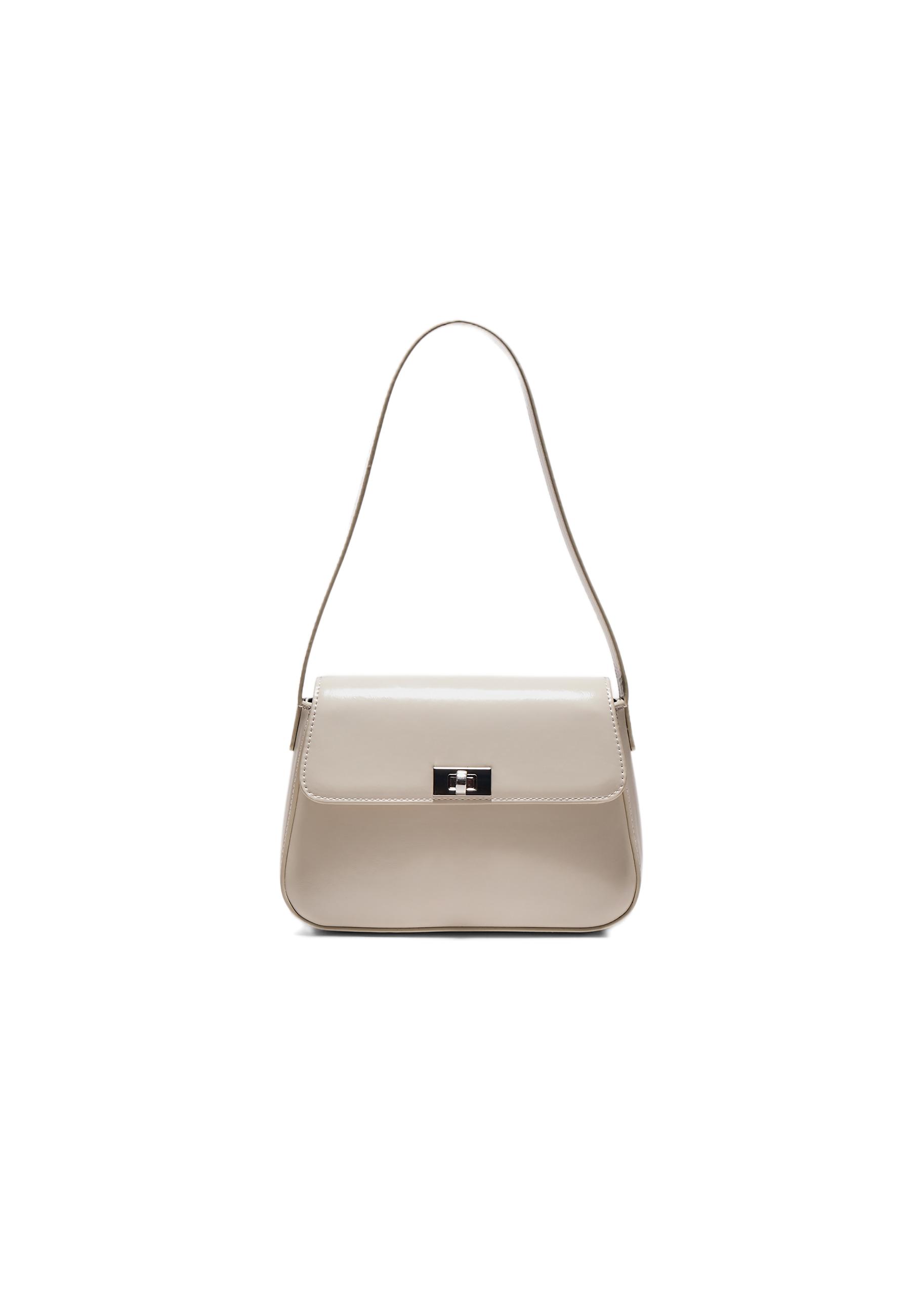Shoulder bag with flap — Ecru