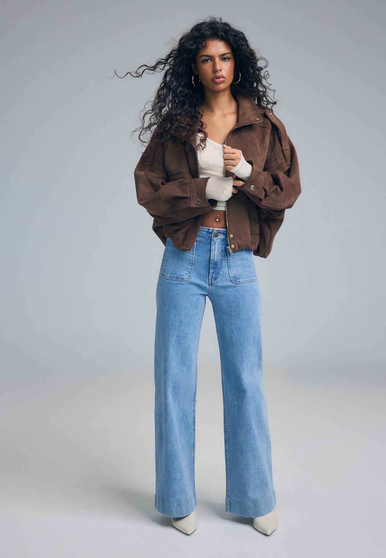 D77 Minimalist jeans with pockets — MEDIUM LIGHT BLUE DENIM