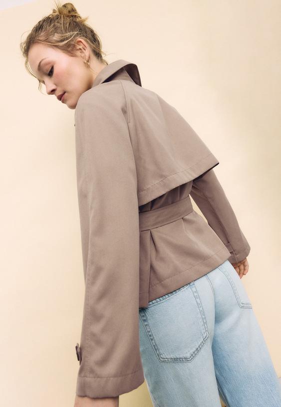 kemerli ksa akc trenckot