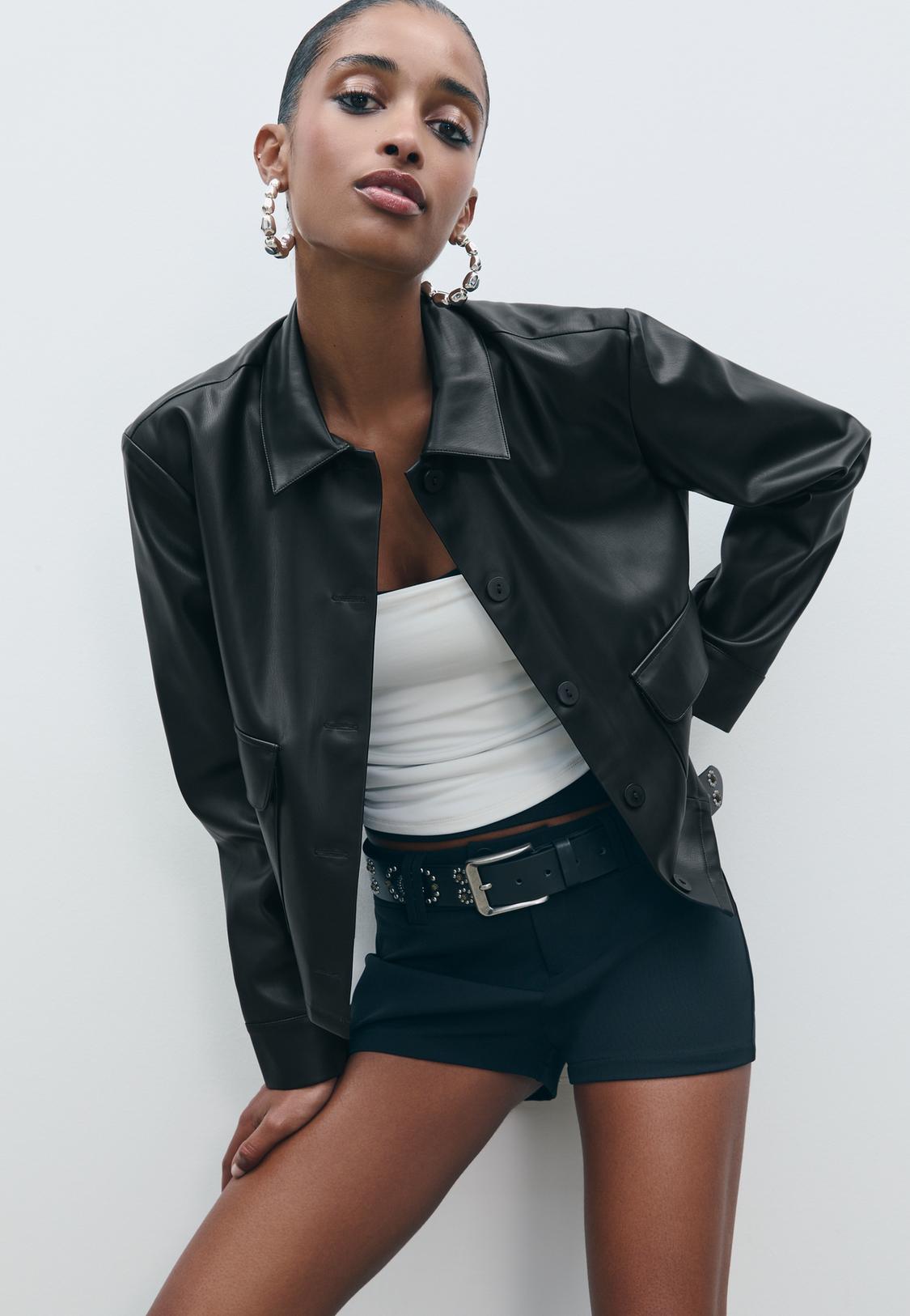 Chemise à poches similicuir Mode femme Stradivarius France