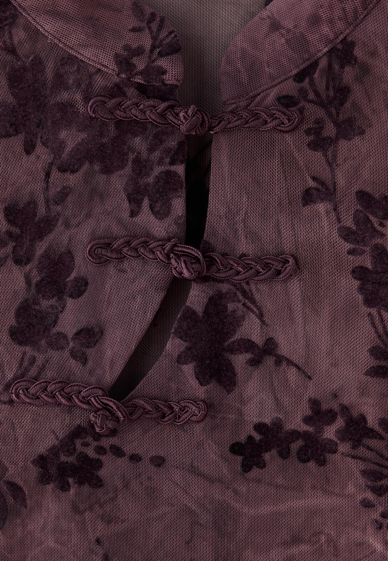 Flocked long sleeve T-shirt with toggles — Purple