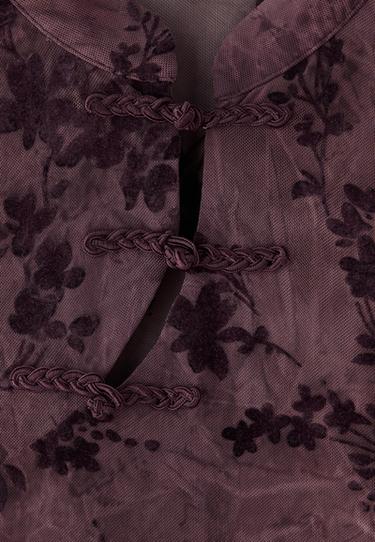 Flocked long sleeve T-shirt with toggles — Purple 9