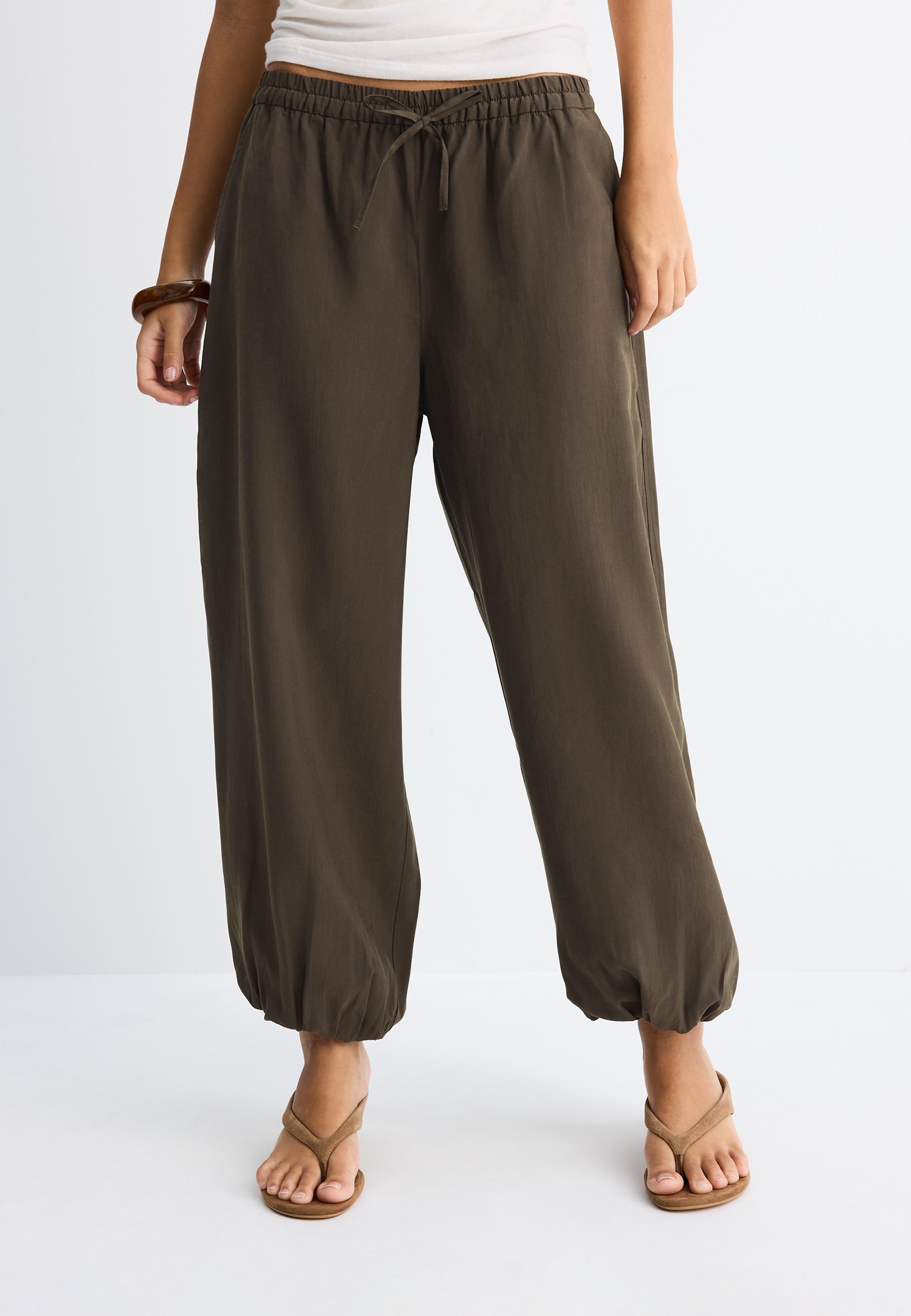 Lyocell sarouel trousers — Brown