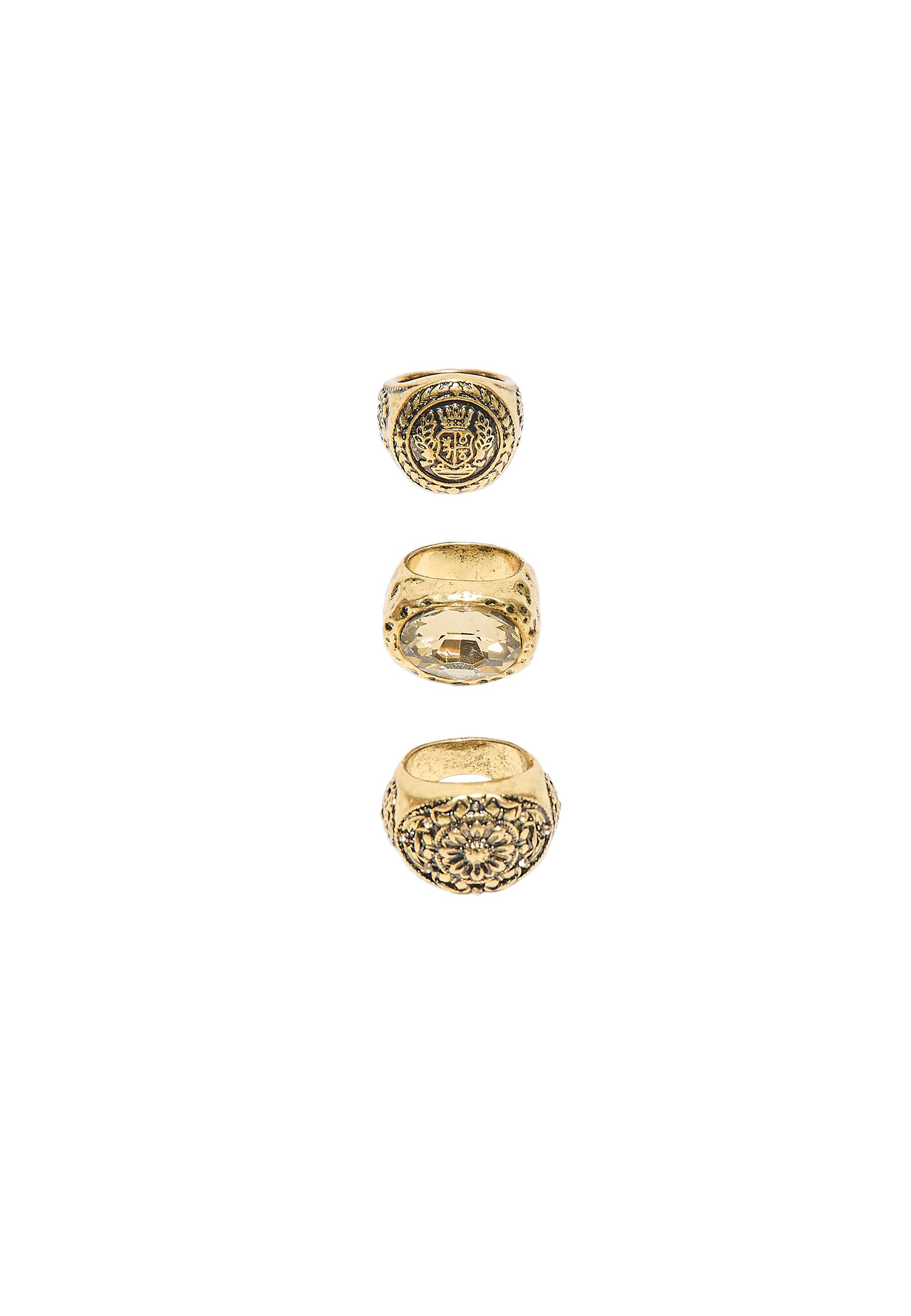 Set of 3 engraved rings — Gold