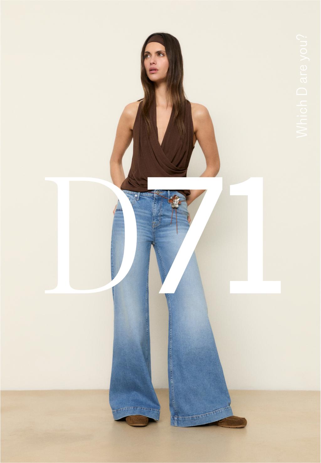 D71 Bequeme Wide-Leg-Jeans im Schlaghosen-Stil