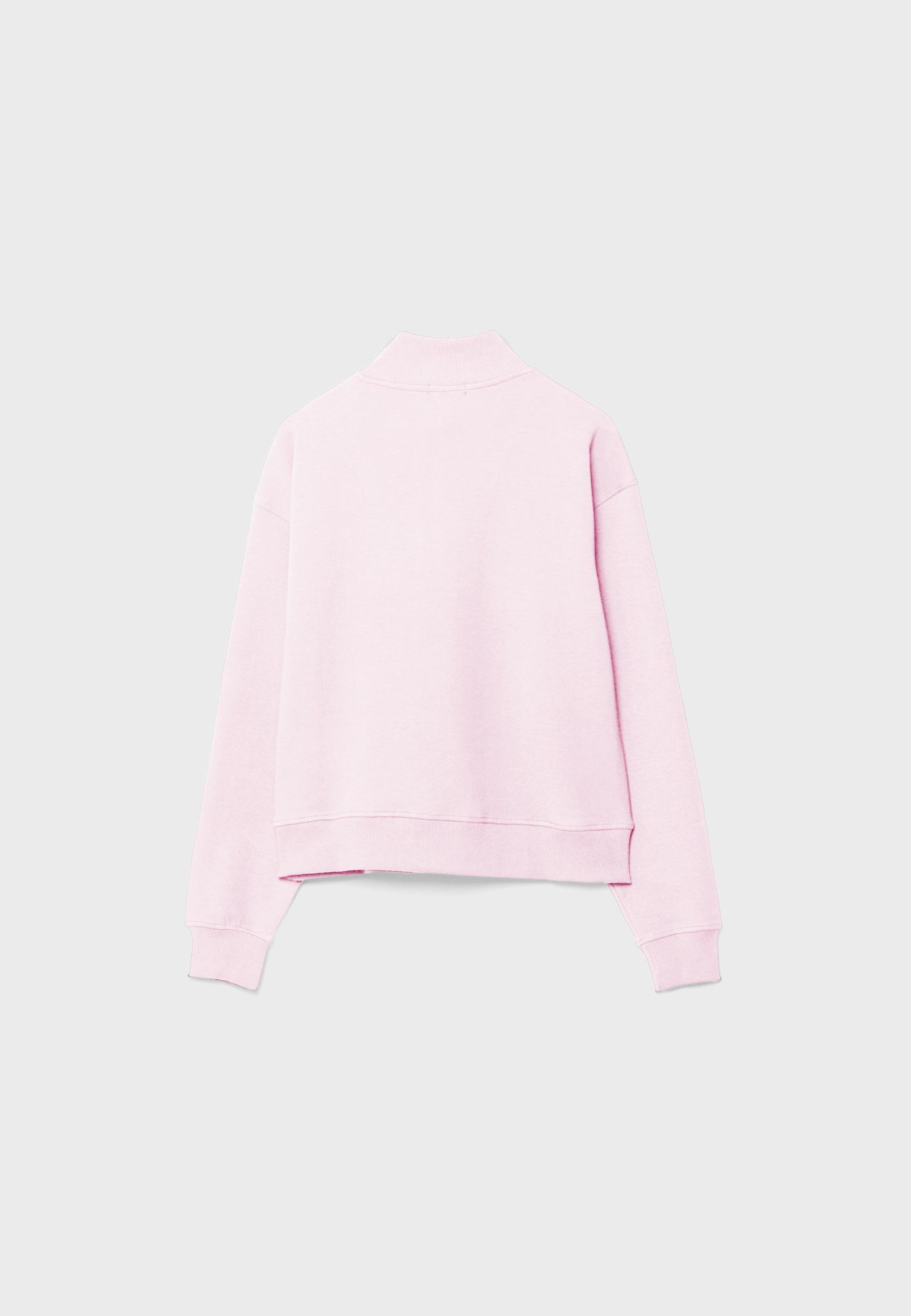 High-neck sweatshirt with zip — Salmon pink