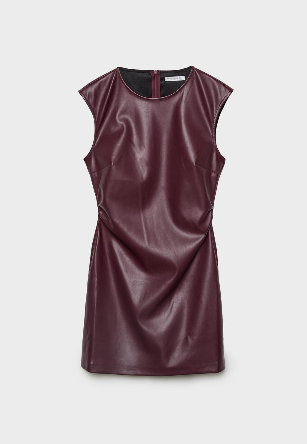 Robe courte similicuir mini manches