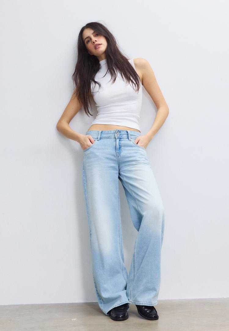 Stradivarius Tricou Fără Mâneci Cu Guler Horn Alb M