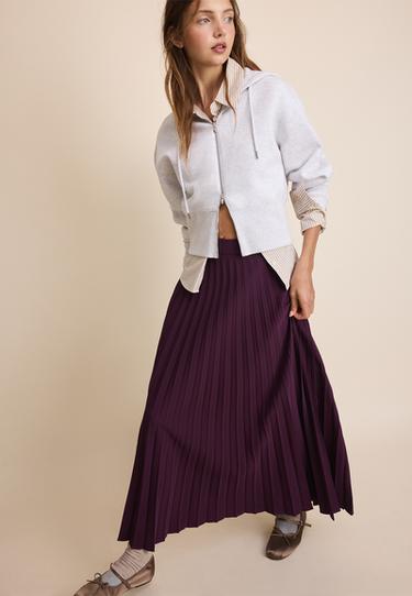 Pleated maxi skirt — AUBERGINE 1
