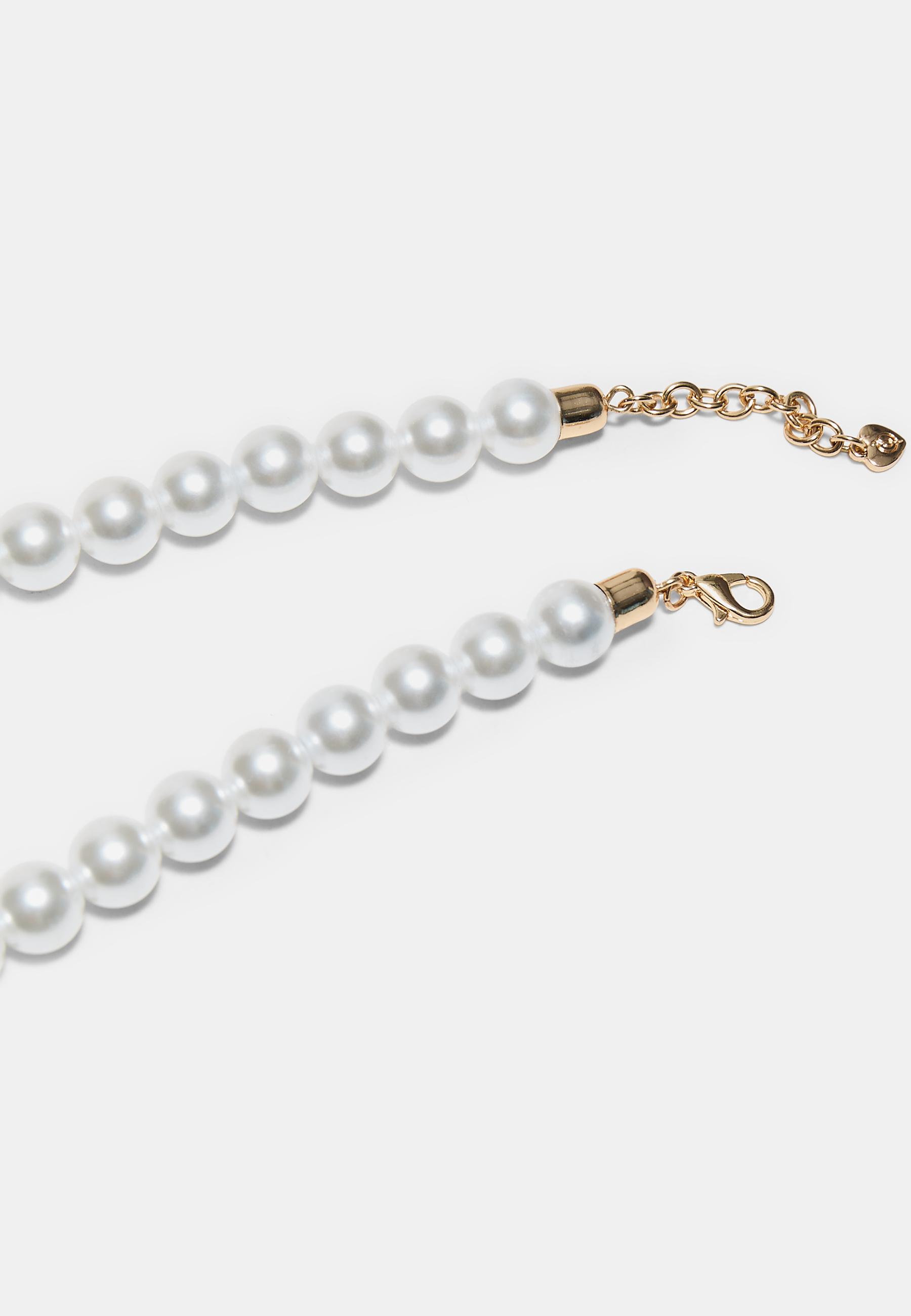 Faux pearl necklace — Gold