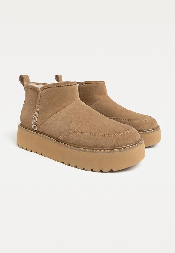 botines planos piel forro pelo