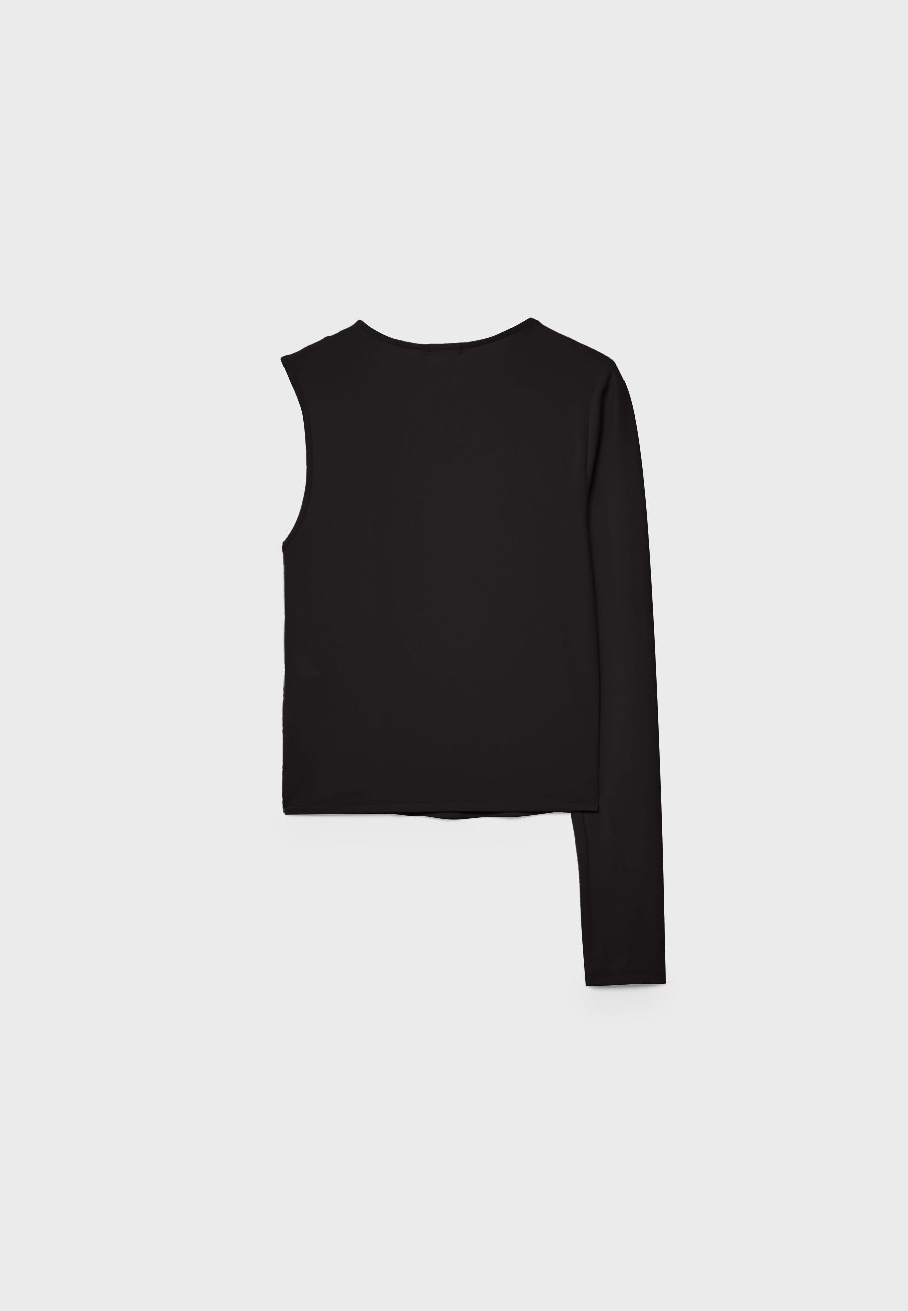 Asymmetric T-shirt with metal buckle — Black