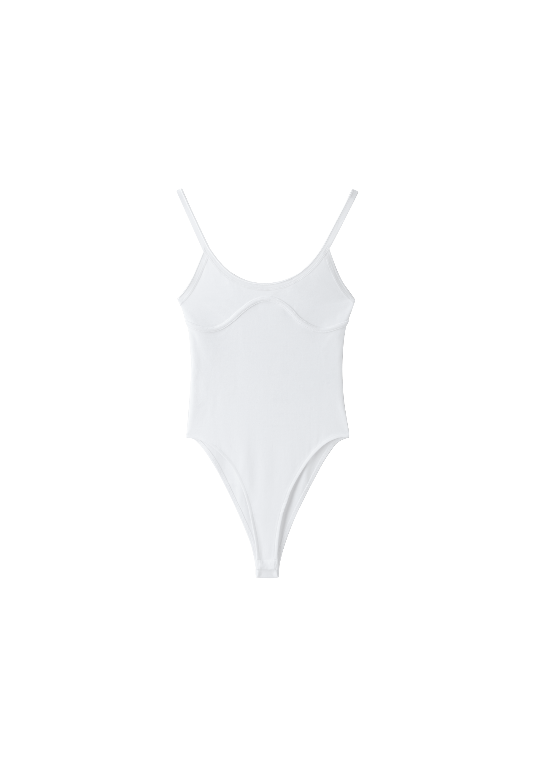 Ribbed corset-detail bodysuit — Ecru