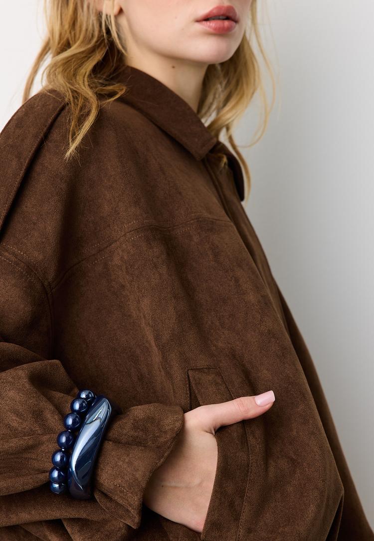 Stradivarius Σετ 2 Βραχιόλια Με Χάντρες Και Άκαμπτο Μπλε Ελεκτρίκ Os φωτογραφία