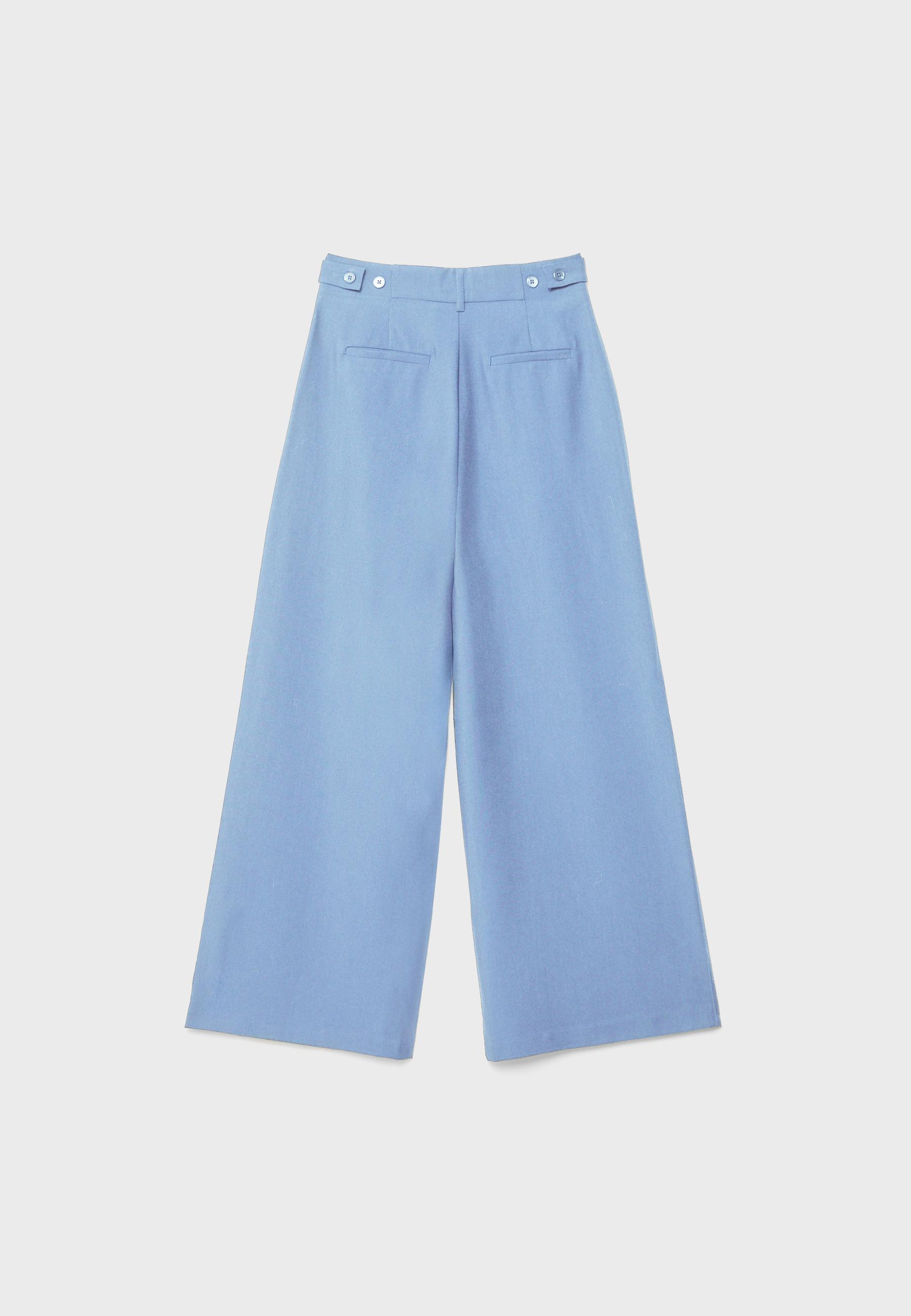 Adjustable rustic wide-leg trousers — Blue