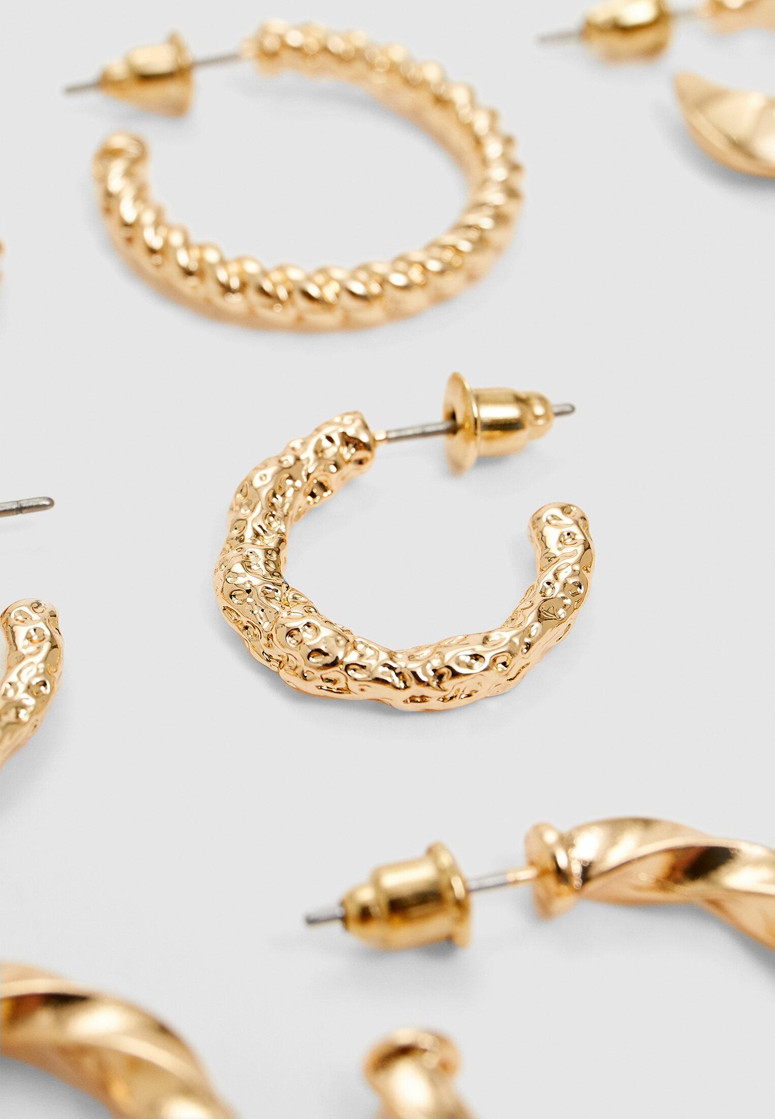Set of 6 pairs of basic earrings — Gold