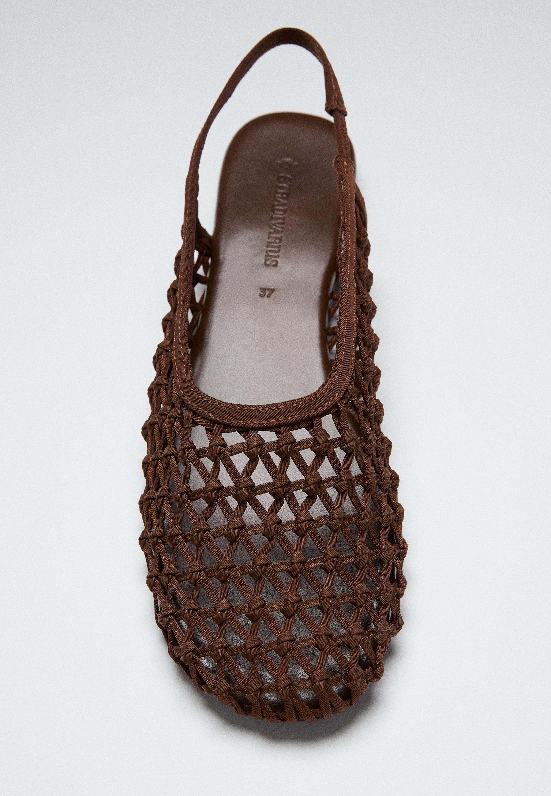 Open-back mesh babouches — BROWN