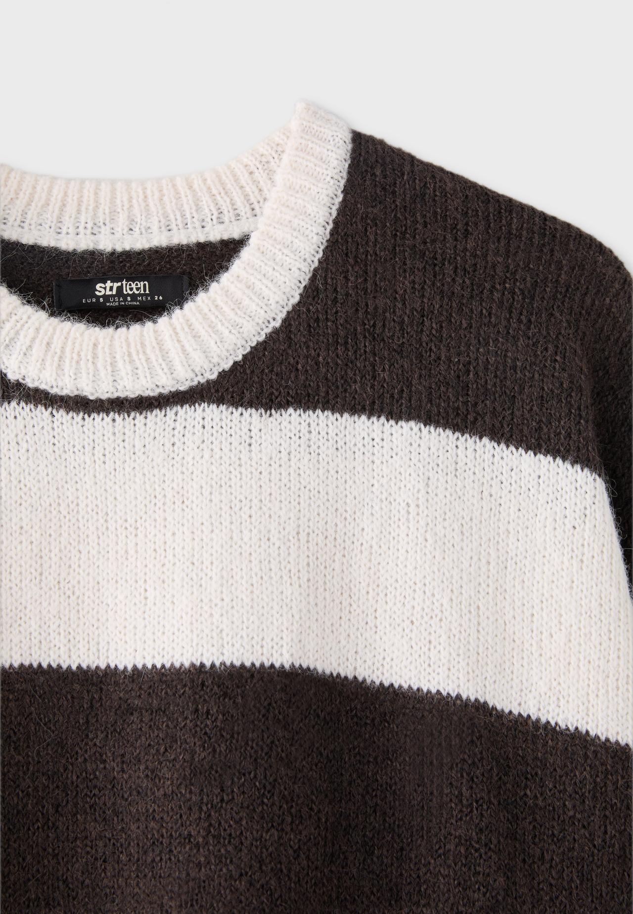 Oversize striped jumper — Brown