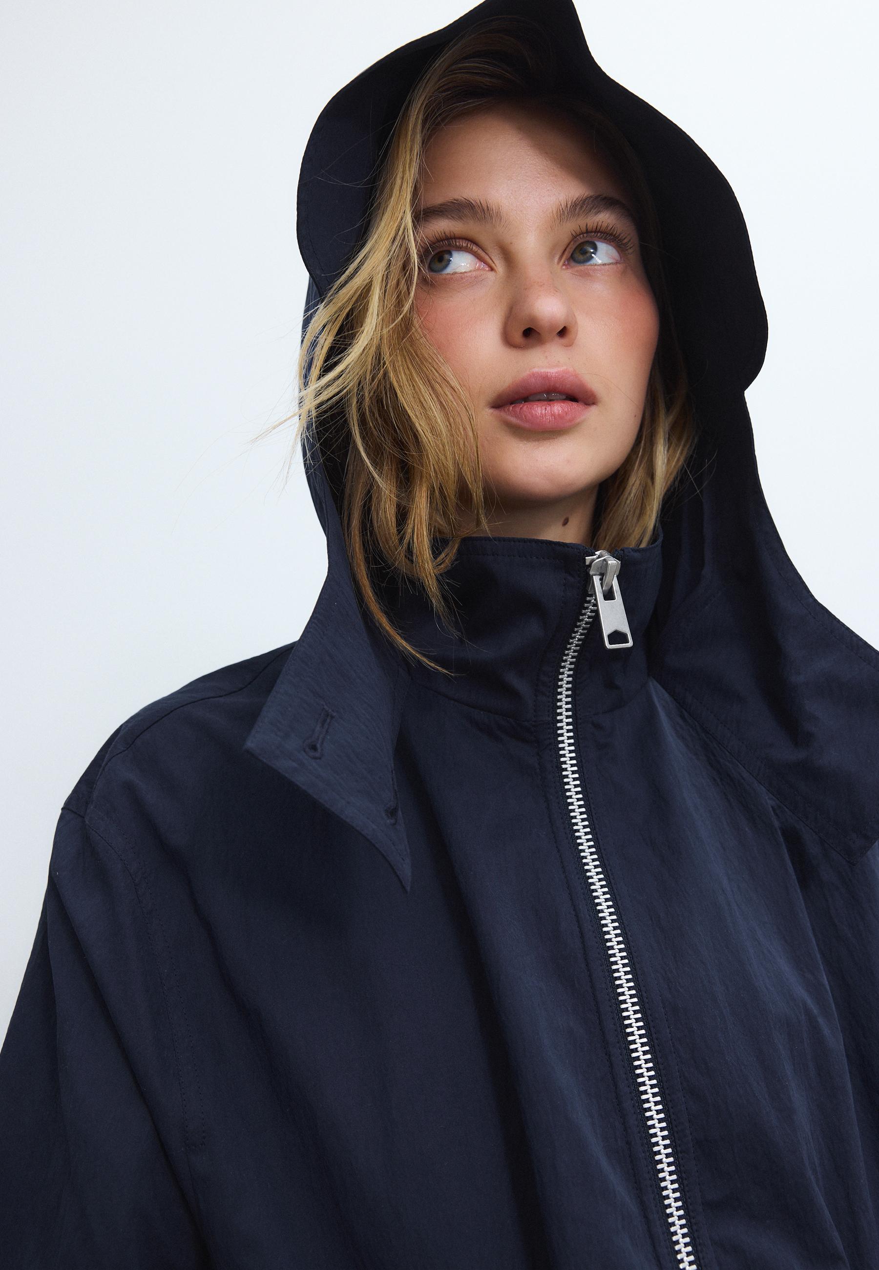 Long flowing parka — Navy blue