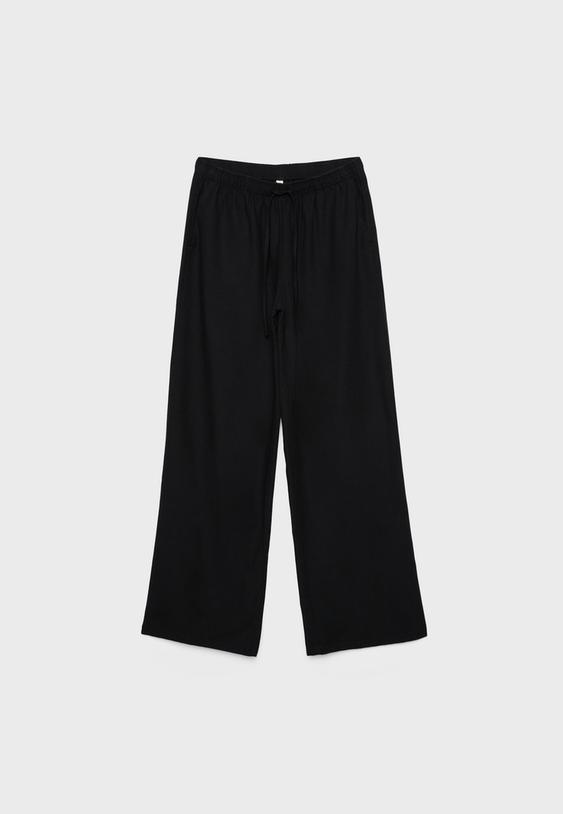 Keten karışımlı bağcıklı pantolon_1