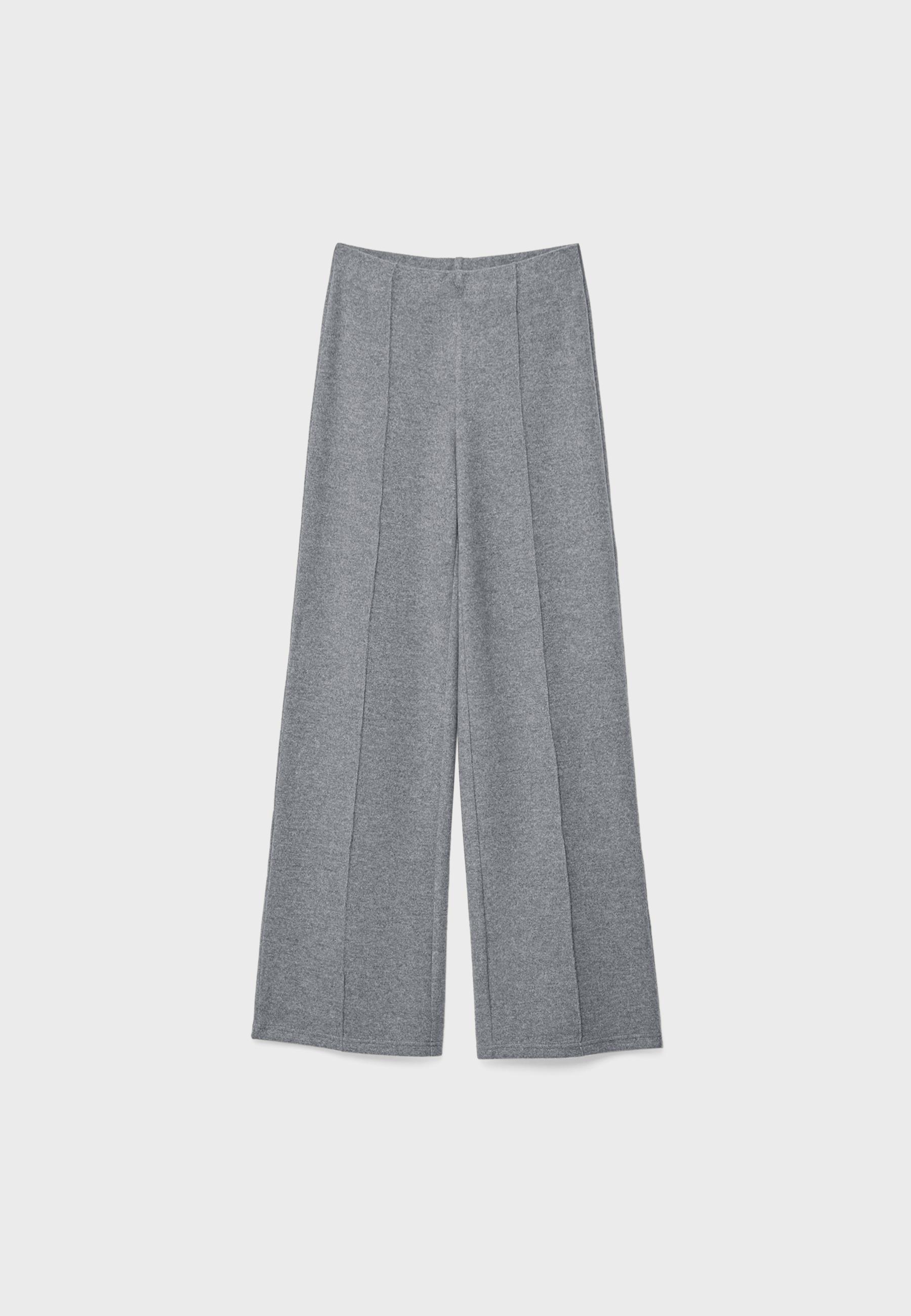 Knit trousers with seam detail — Dark grey