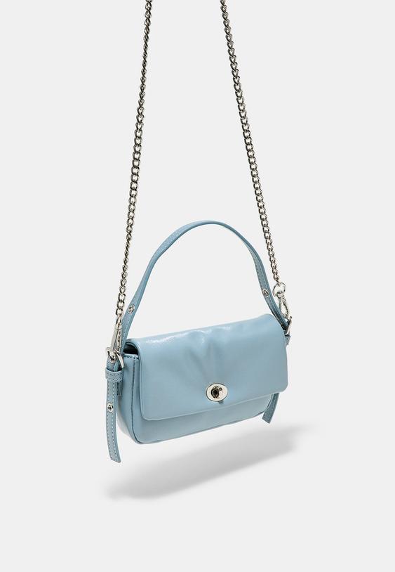 Stradivarius Mini Crinkled Effect Shoulder Bag Sky Blue Os