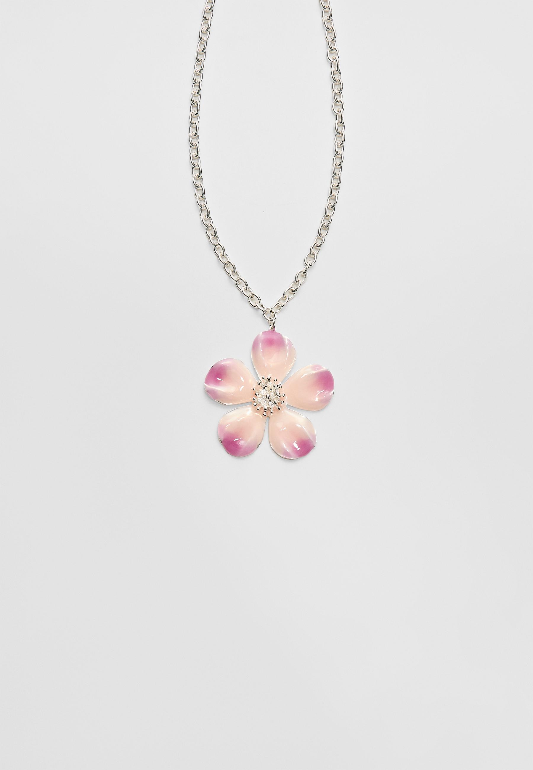 Enamel flower chain necklace - Women's fashion