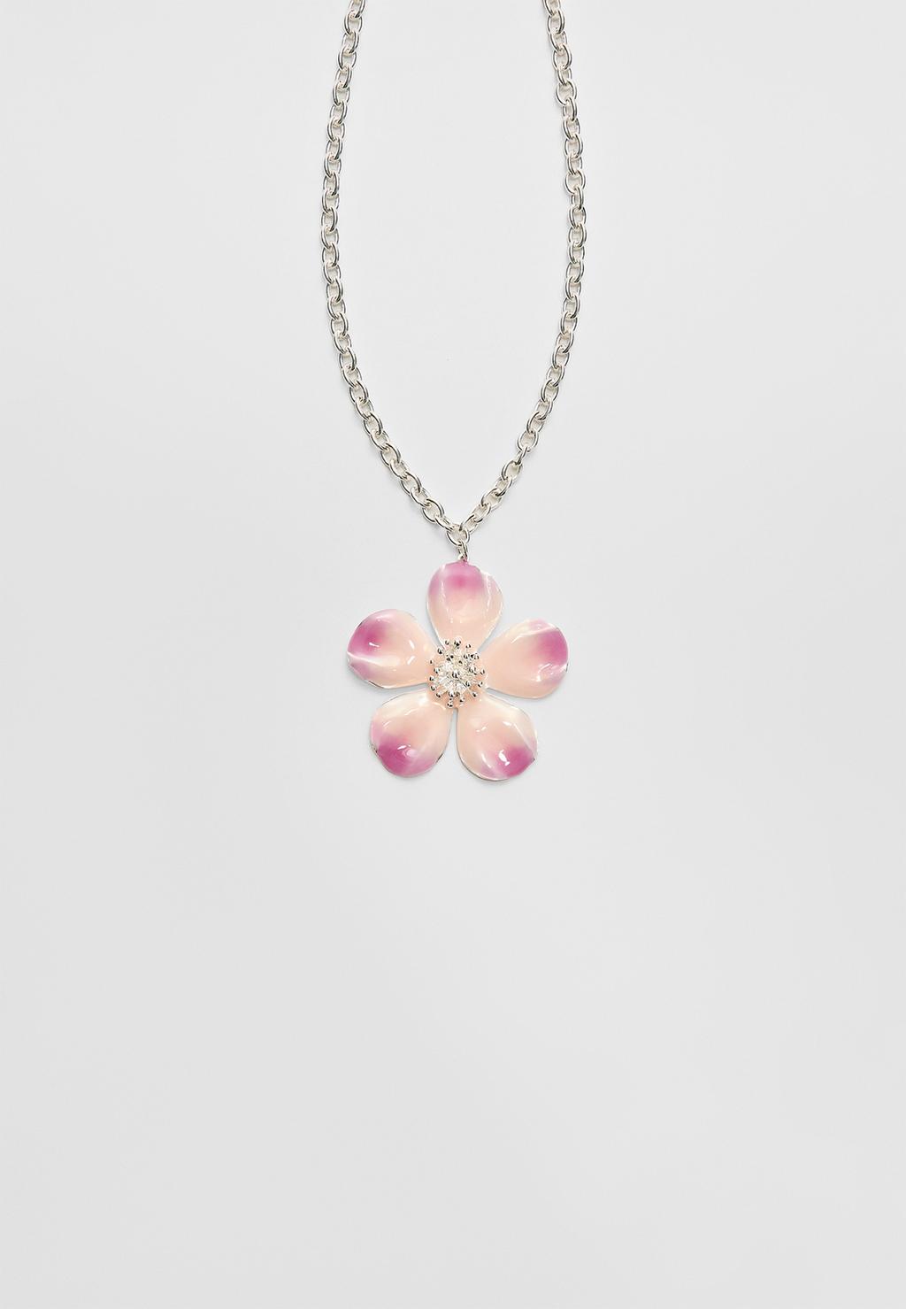 Collier chaîne fleur émail