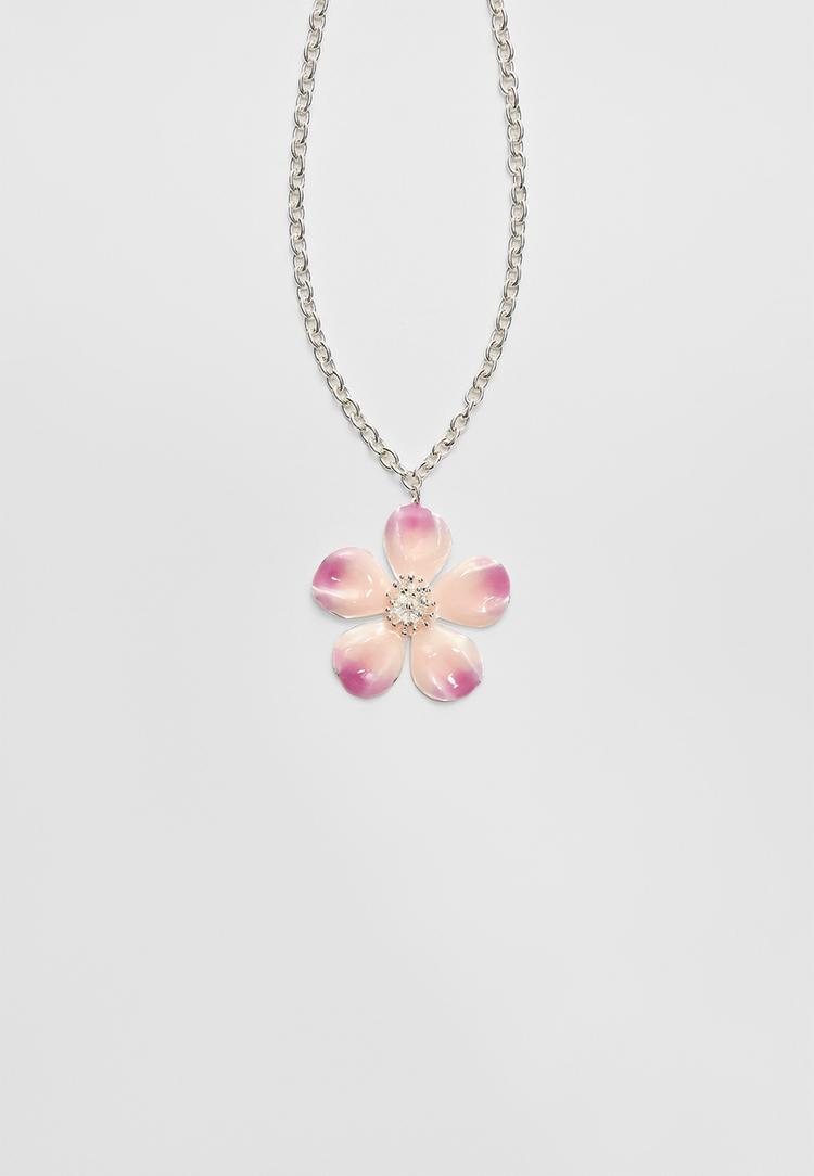 collar cadena flor enamel