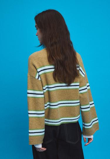 Knit jumper with scarf — Olive green 5